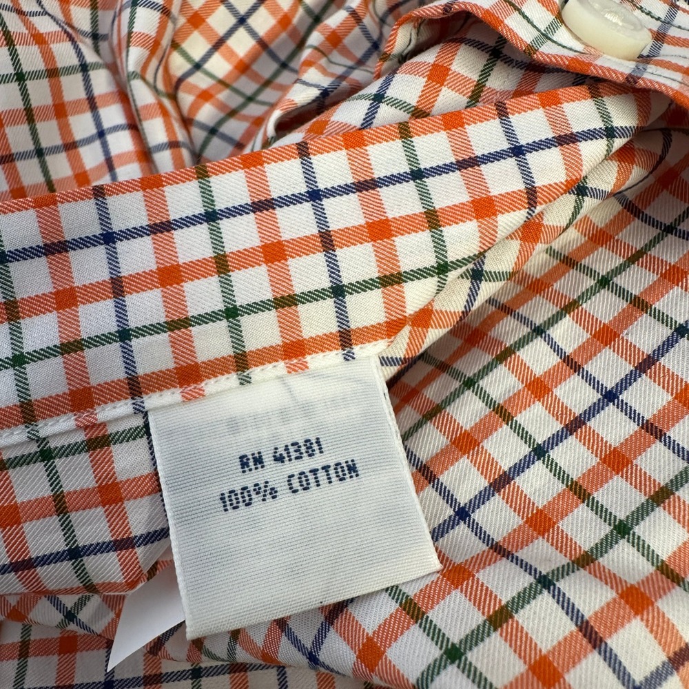 Ralph Lauren Plaid Button Down Shirt Men's M Orange Green Cotton - Picture 9 of 10